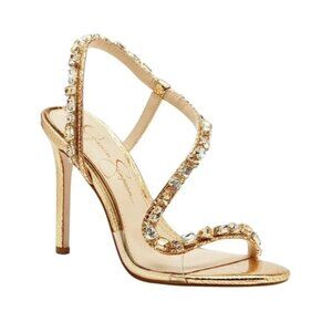 Jessica Simpson Women's Jaycin Barely-There Rhinestone Sandals Gold Size 10M